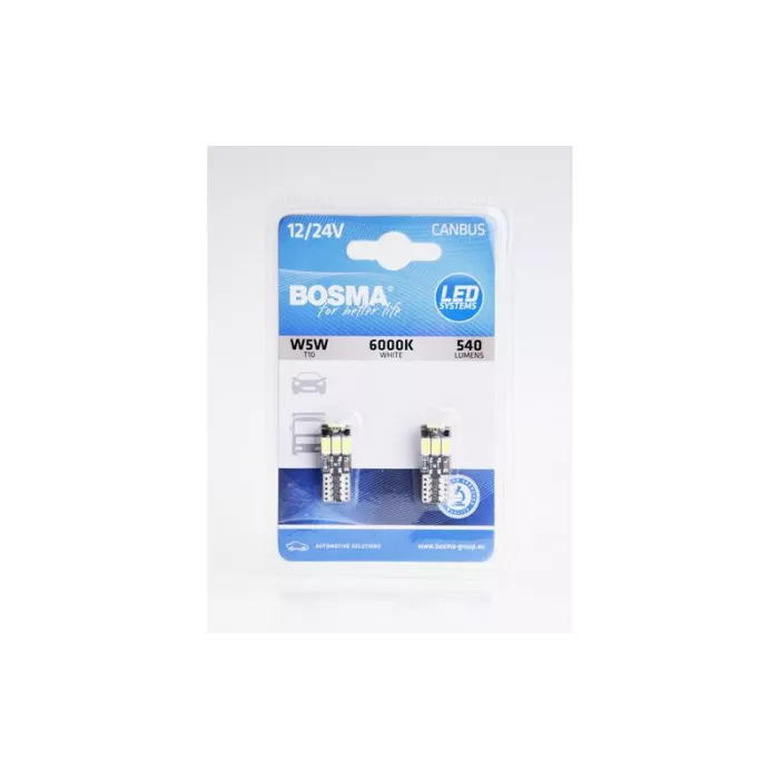 Bosma Bombilla 12 / 24V 9xLED SMD5730 T10 6000k CANBUS Blanca (2 Piezas)
