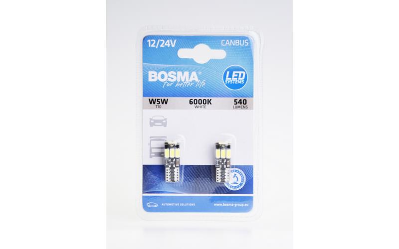 Bosma Bombilla 12 / 24V 9xLED SMD5730 T10 6000k CANBUS Blanca (2 Piezas)
