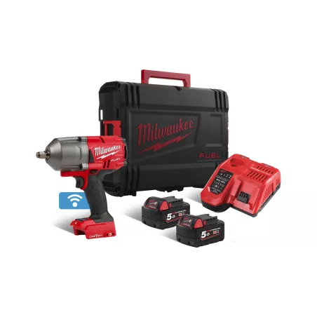 MILWAUKEE M18 ONEFHIWF12-502X - KLUCZ UDAROWY 1/2", 1356 NM, 18 V, 5.0 AH, ONE-KEY™, W WALIZCE, Z 2 AKUMULATORAMI I ŁADOWARKĄ
